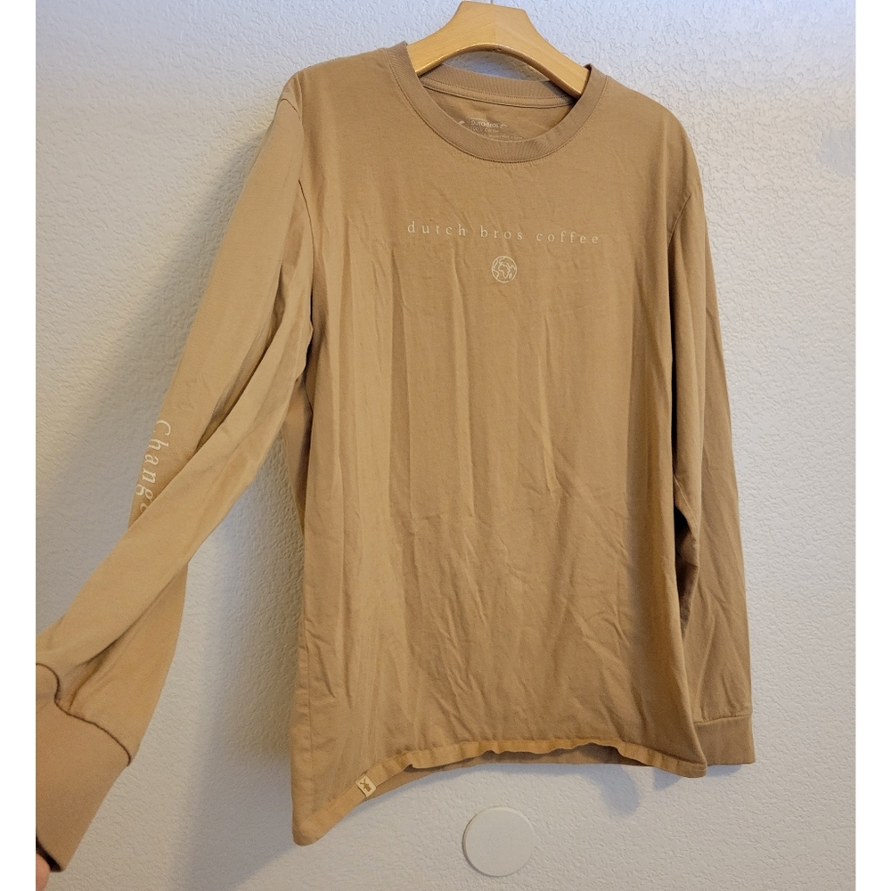 Mens Dutch Bros longsleeve tan color Size large